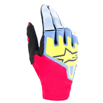 Gants Cross Alpinestars Techstar Glove Light Blue Red Berry Black