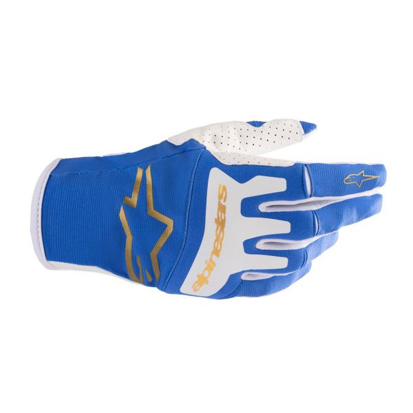 Gants Cross Alpinestars Techstar Gloves Ucla Blue Brushed Gold