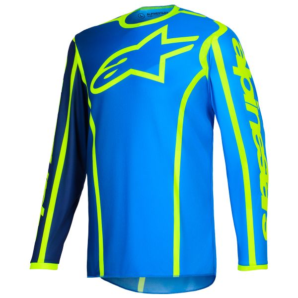 Maillot Cross Alpinestars Fluid Apex Jersey Blue Yellow Fluo