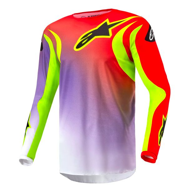 Maillot Cross Alpinestars Fluid Lucent White Neon Red Yellow Fluo