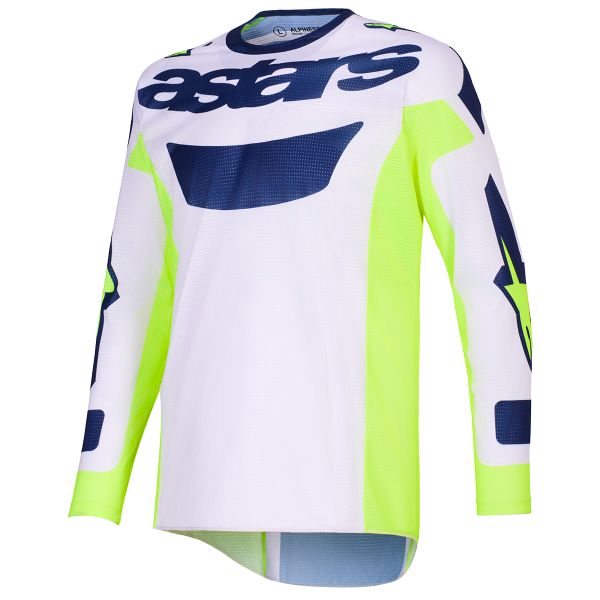 Maillot Cross Alpinestars Racer Air Riway Jersey Light Gray Yellow Fluo Blue