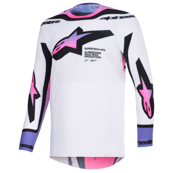 Maillot Cross Alpinestars Supertech Pro Vista Jersey White Purple Black