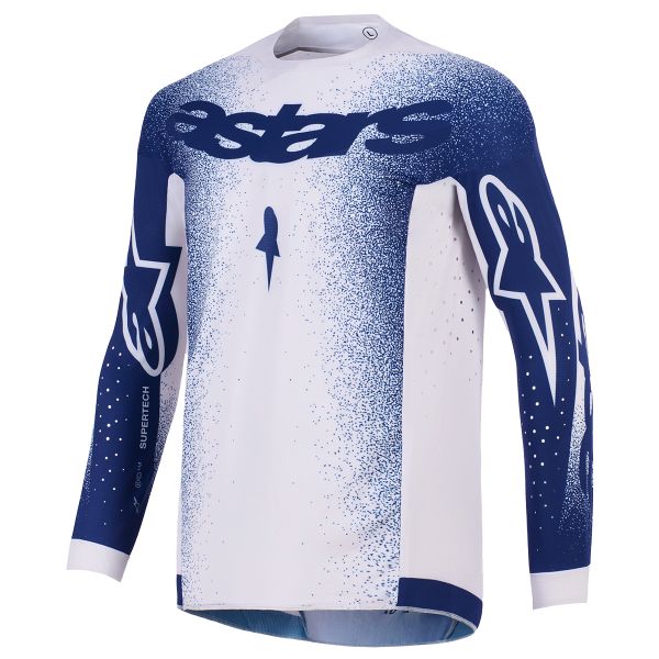 Maillot Cross Alpinestars Supertech Scenz Jersey Light Gray Dark Blue