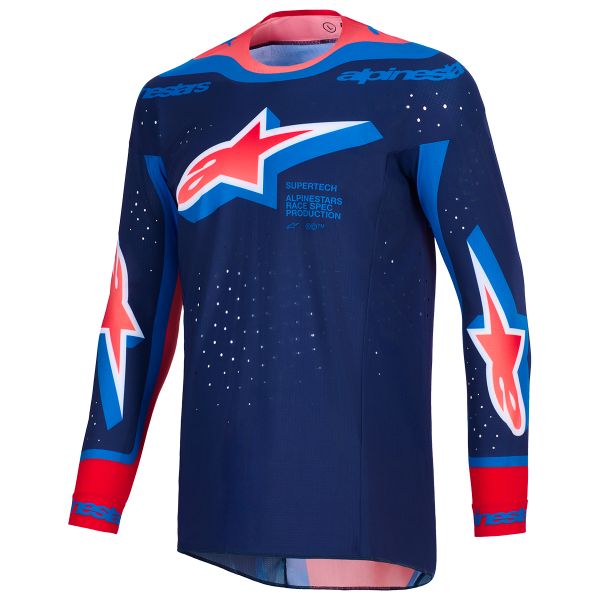 Maillot Cross Alpinestars Supertech Vista Jersey Dark Navy Hot Coral Cobalt