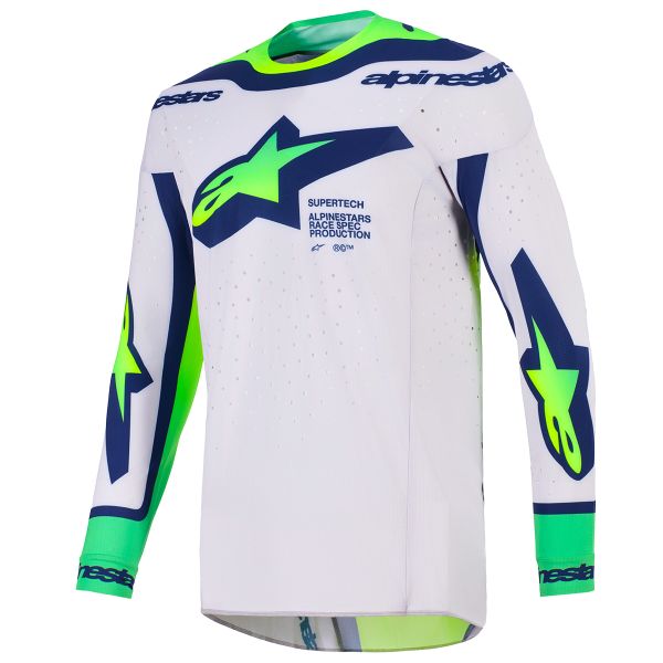Maillot Cross Alpinestars Supertech Vista Jersey Light Gray Yellow Fluo Blue