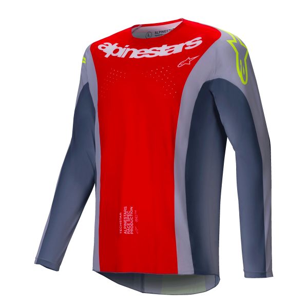 Maillot Cross Alpinestars Techstar Melt Bright Red Gray Maillot Cross Alpinestars Techstar Melt Bright Red Gray