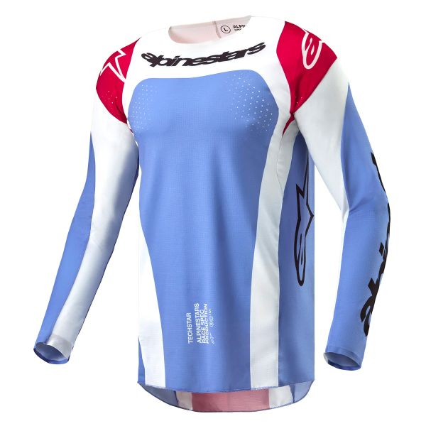 Maillot Cross Alpinestars Techstar Ocuri Light Blue Mars Red White