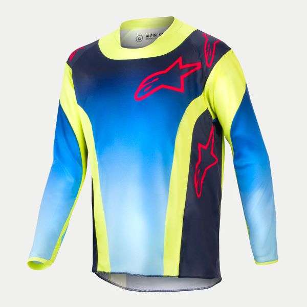 Maillot Cross Alpinestars Youth Racer Hoen Yellow Fluo Blue Night Navy