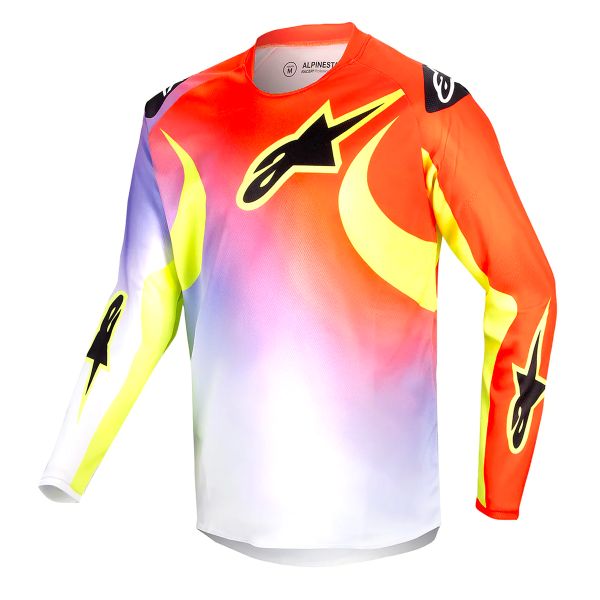 Maillot Cross Alpinestars Youth Racer Lucent White Neon Red Yellow Fluo