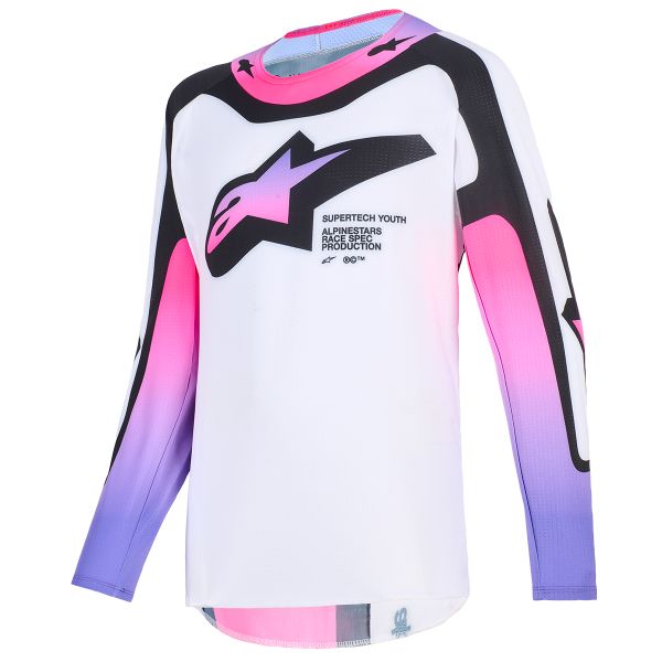 Maillot Cross Alpinestars Youth Supertech Vista Jersey White Purple Black