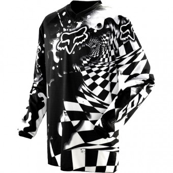 Maillot Cross FOX HC 180 Graphic Checked Noir Blanc Jersey