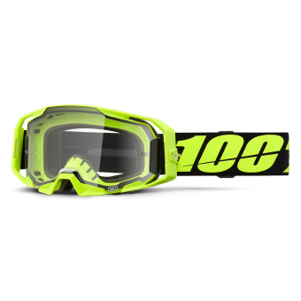 Masque Cross 100% Armatic Jaune Fluo - Ecran Clair Masque Cross 100% Armatic Jaune Fluo - Ecran Clair