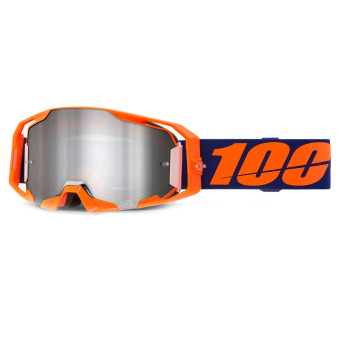 Masque Cross 100% Armatic Orange Fluo - Ecran Mirror Silver