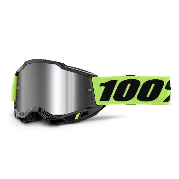 Masque Cross 100% Accuri 2 Jaune Fluo - Iridium Argent Masque Cross 100% Accuri 2 Jaune Fluo - Iridium Argent