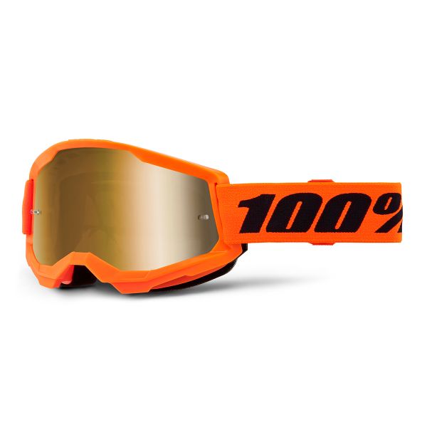 Masque Cross 100% Strata 2 Orange Fluo - Iridium Or Masque Cross 100% Strata 2 Orange Fluo - Iridium Or