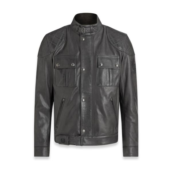 Blouson Moto Belstaff Brooklands Leather Granite Grey