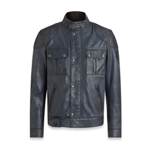 Blouson Moto Belstaff Brooklands Leather Insignia Blue