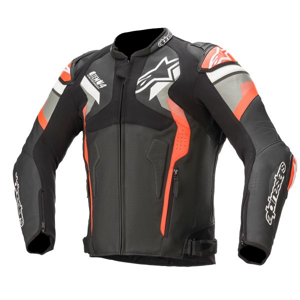 Blouson Moto Alpinestars Atem V4 Black Mid Gray Red Fluo