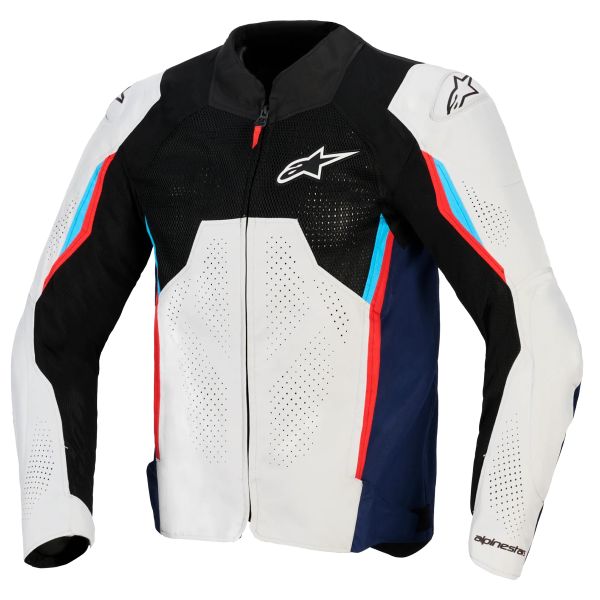 Blouson Moto Alpinestars Ast V3 Air Silver Deep Blue Bright Red
