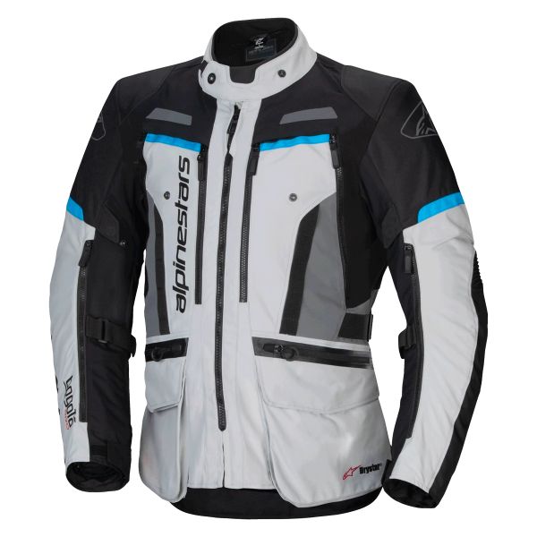 Veste Moto Alpinestars Bogota Pro Drystar Ice Gray Black Cyan Veste Moto Alpinestars Bogota Pro Drystar Ice Gray Black Cyan