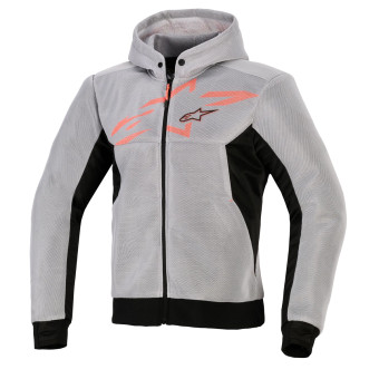 Blouson Moto Alpinestars Chrome Superairflow Hoodie Black Mid Gray Red Fluo