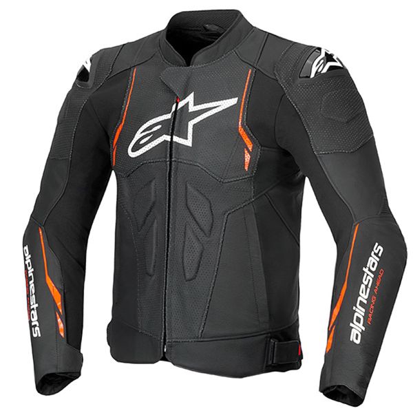 Blouson Moto Alpinestars Dusk Airflow Leather Black Red Fluo