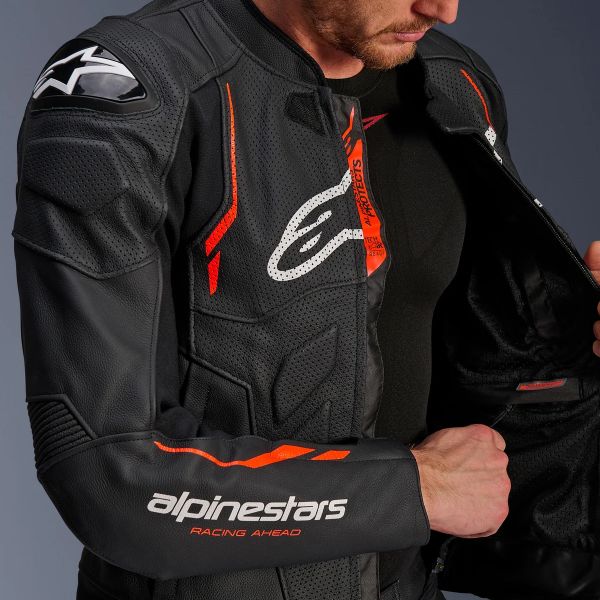 Alpinestars Dusk Airflow Leather Black Red Fluo