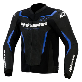 Blouson Moto Alpinestars GP Force V2 Leather Airflow Black Metallic Blue