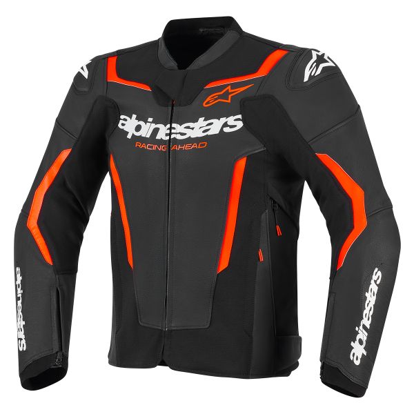 Blouson Moto Alpinestars GP Force V2 Leather Airflow Black Red Fluo