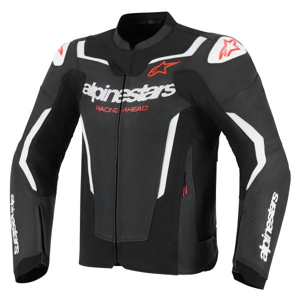 Blouson Moto Alpinestars GP Force V2 Leather Airflow Black White