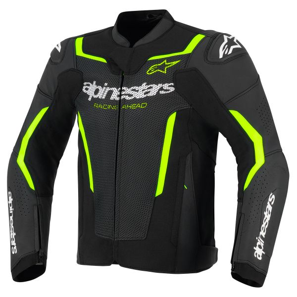 Blouson Moto Alpinestars GP Force V2 Leather Airflow Black Yellow Fluo