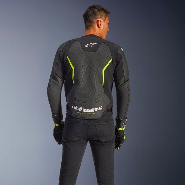 Alpinestars GP Force V2 Leather Airflow Black Yellow Fluo