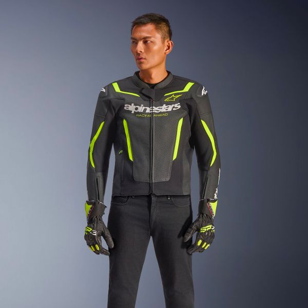 Alpinestars GP Force V2 Leather Airflow Black Yellow Fluo