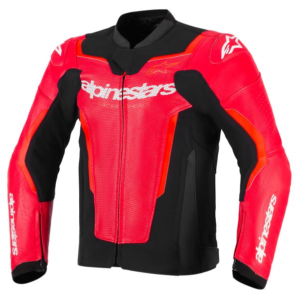 Blouson Moto Alpinestars GP Force V2 Leather Airflow Red Fluo