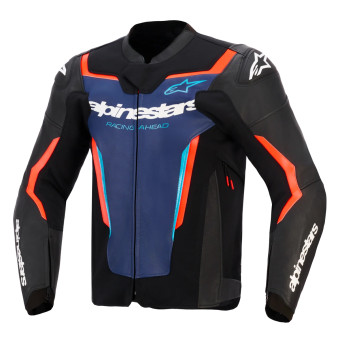 Blouson Moto Alpinestars GP Force V2 Leather Black Blue Red Fluo