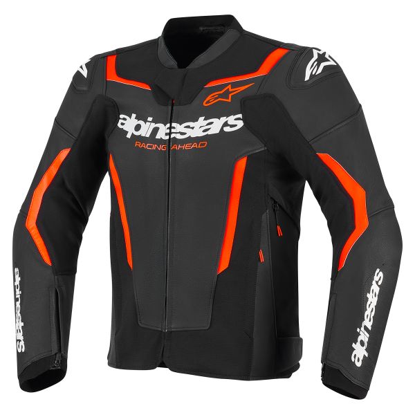 Blouson Moto Alpinestars GP Force V2 Leather Black Red Fluo