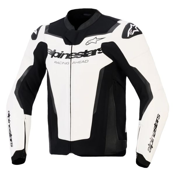 Blouson Moto Alpinestars GP Force V2 Leather White Black