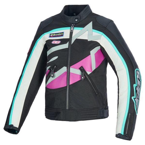 Blouson Moto Alpinestars Idles Black Off White Purple