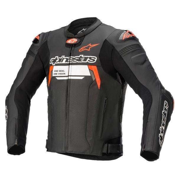 Blouson Moto Alpinestars Missile V2 Ignition Leather Black Red Fluo