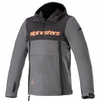 Blouson Moto Alpinestars Sherpa Hoodie Black Tar Grey Red Fluo