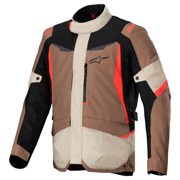 Veste Moto Alpinestars ST-1 Waterproof Dark Khaki Sand Black Red Fluo