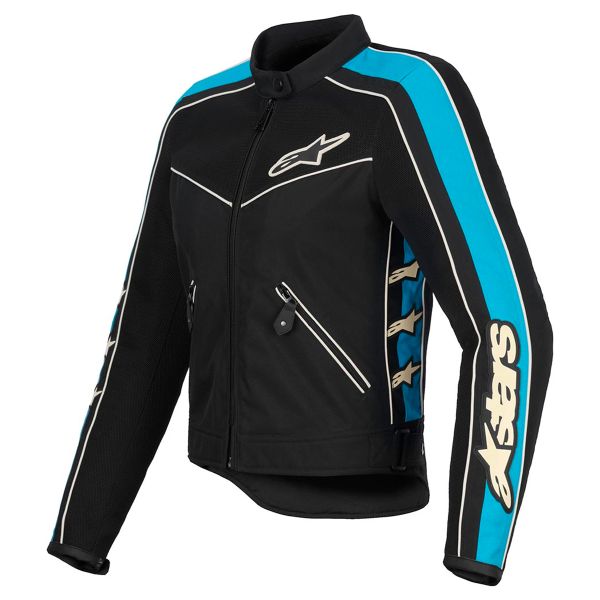 Blouson Moto Alpinestars Stella T-Dyno Air Black Light Blue Ecru Blouson Moto Alpinestars Stella T-Dyno Air Black Light Blue Ecru