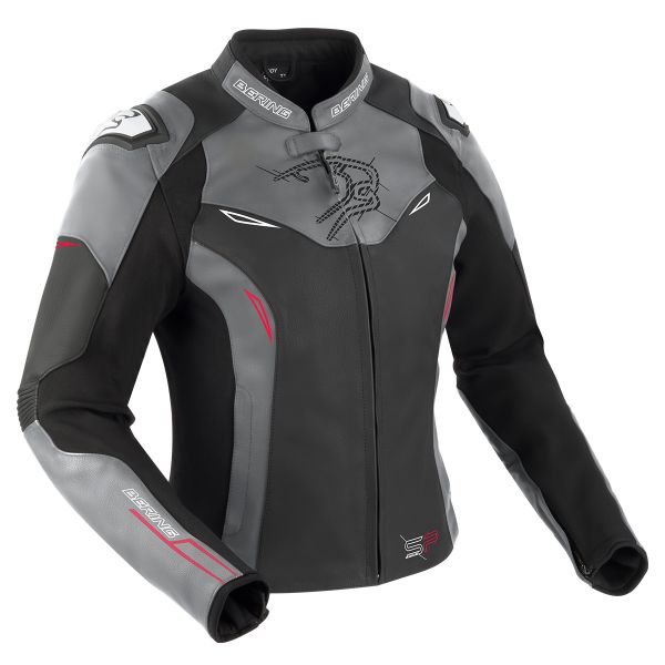 Blouson Moto Bering Lady Snap Black Grey Red Blouson Moto Bering Lady Snap Black Grey Red