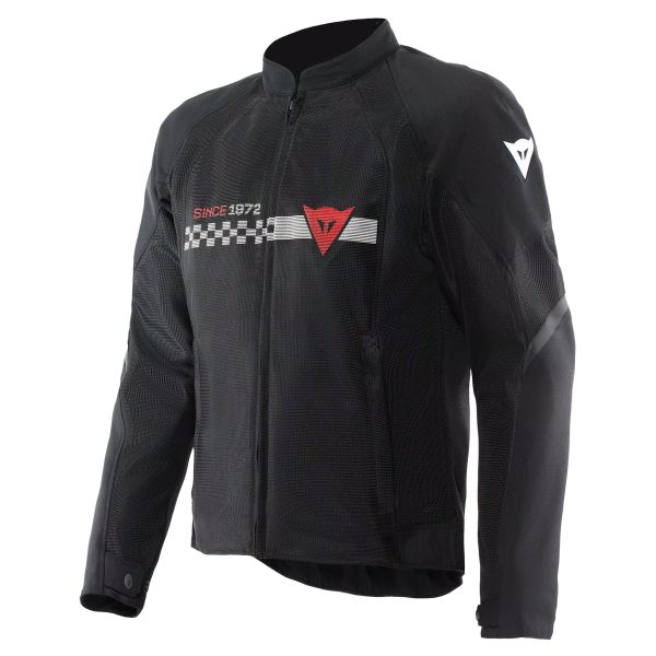 Blouson Moto Dainese Herosphere Air Tex Black White Stripes Red