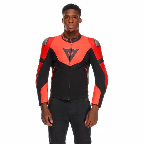 Dainese Iperattiva Leather-Tex Red Fluo Black
