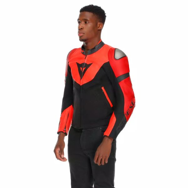 Dainese Iperattiva Leather-Tex Red Fluo Black
