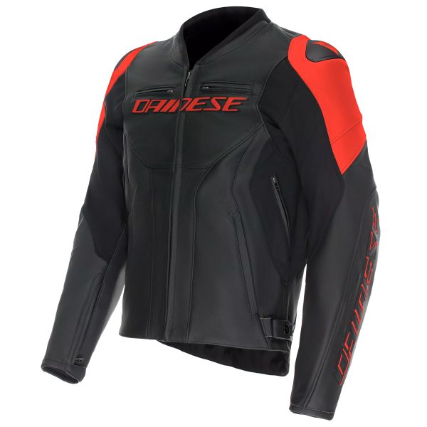 Blouson Moto Dainese Racing 5 Leather Black Red Fluo