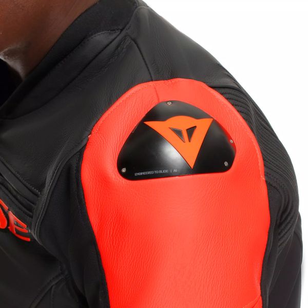 Dainese Racing 5 Leather Black Red Fluo