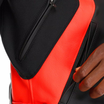 Dainese Racing 5 Leather Silver Black Red Fluo