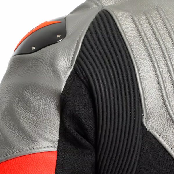 Dainese Racing 5 Leather Silver Black Red Fluo